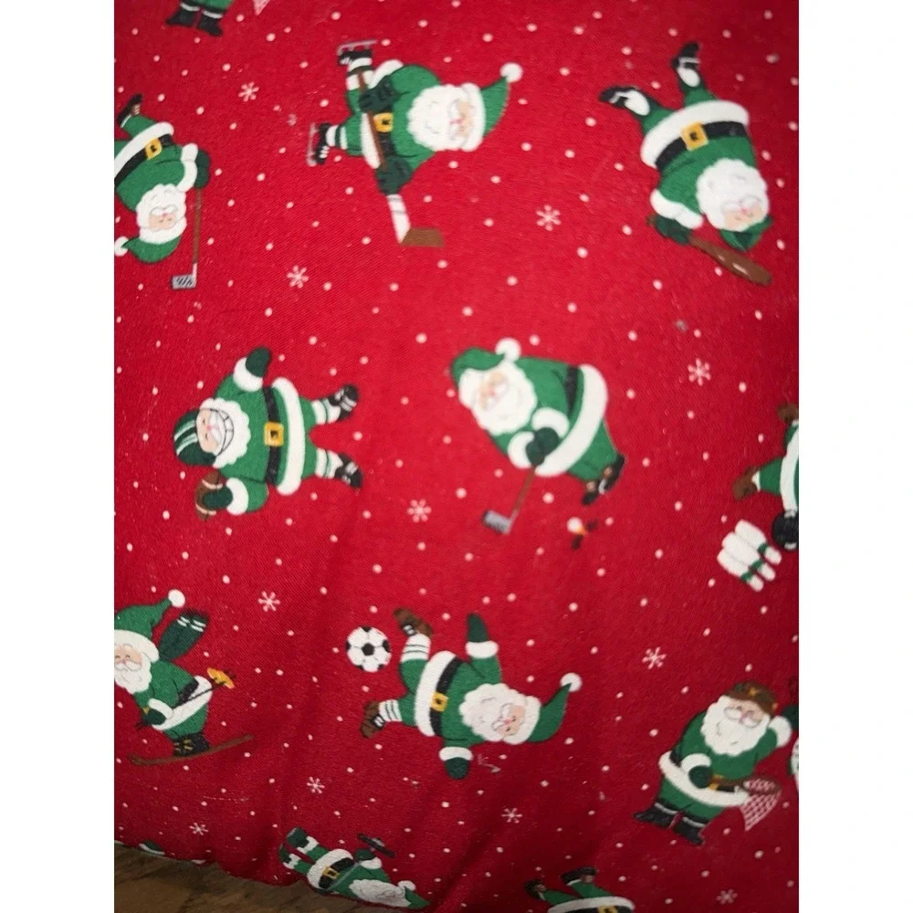 2 Christmas Holiday Red Sports Santa Throw Pillows Gold‎ Tennis Soccer 12x12